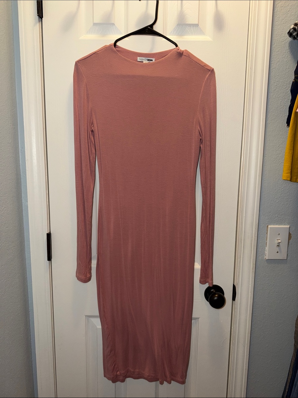 Fashion Nova Long Sleeve Bodycon Dress - Rose